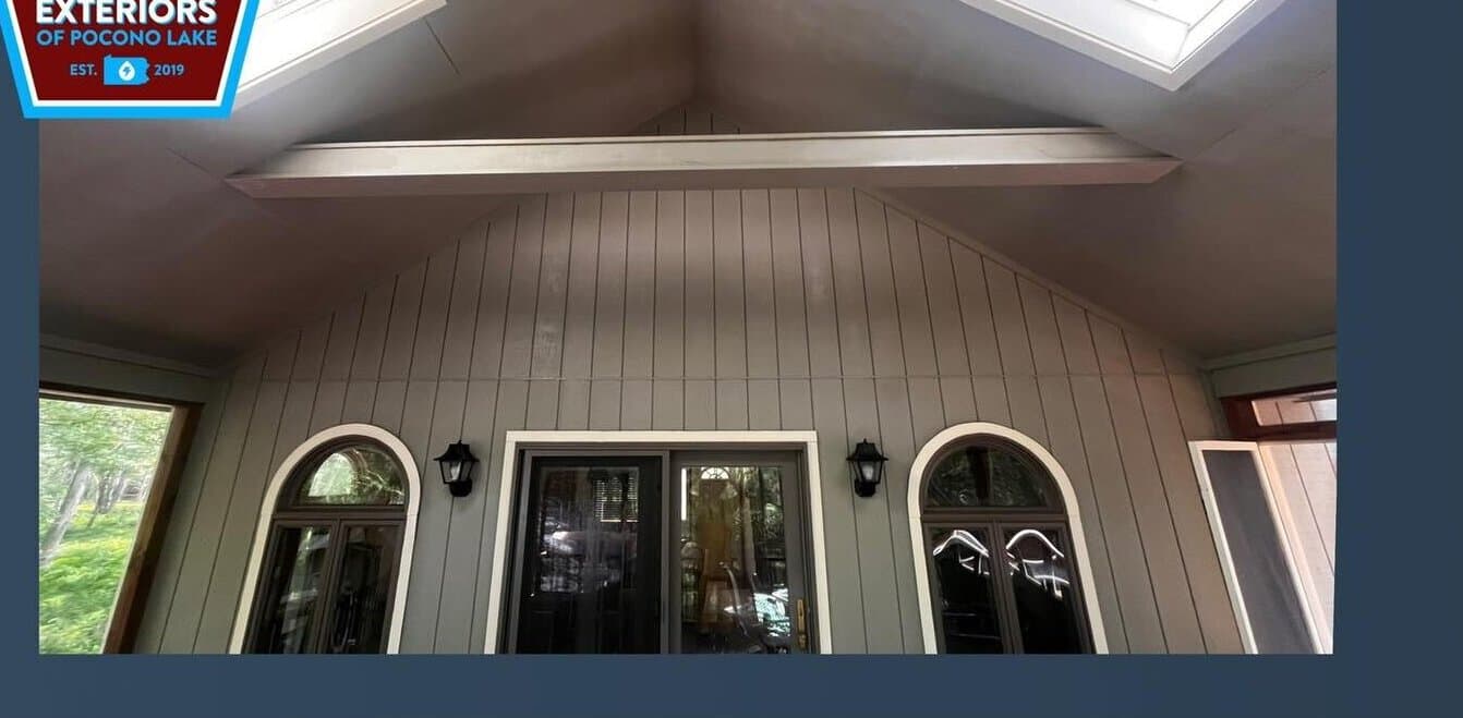 After — Screened-porch ceiling black mold removed with a soft wash